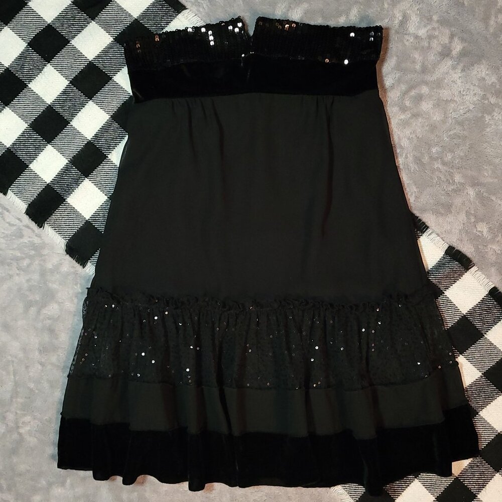 3 | Johnny Martin | Strapless Sequined Velvet Formal Mini Dress